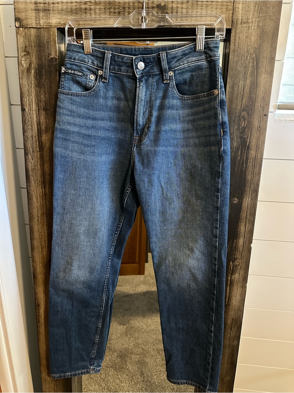Calvin Klein Women’s 27 High Rise Slim Jeans Medium Wash Stretch Denim Y2K